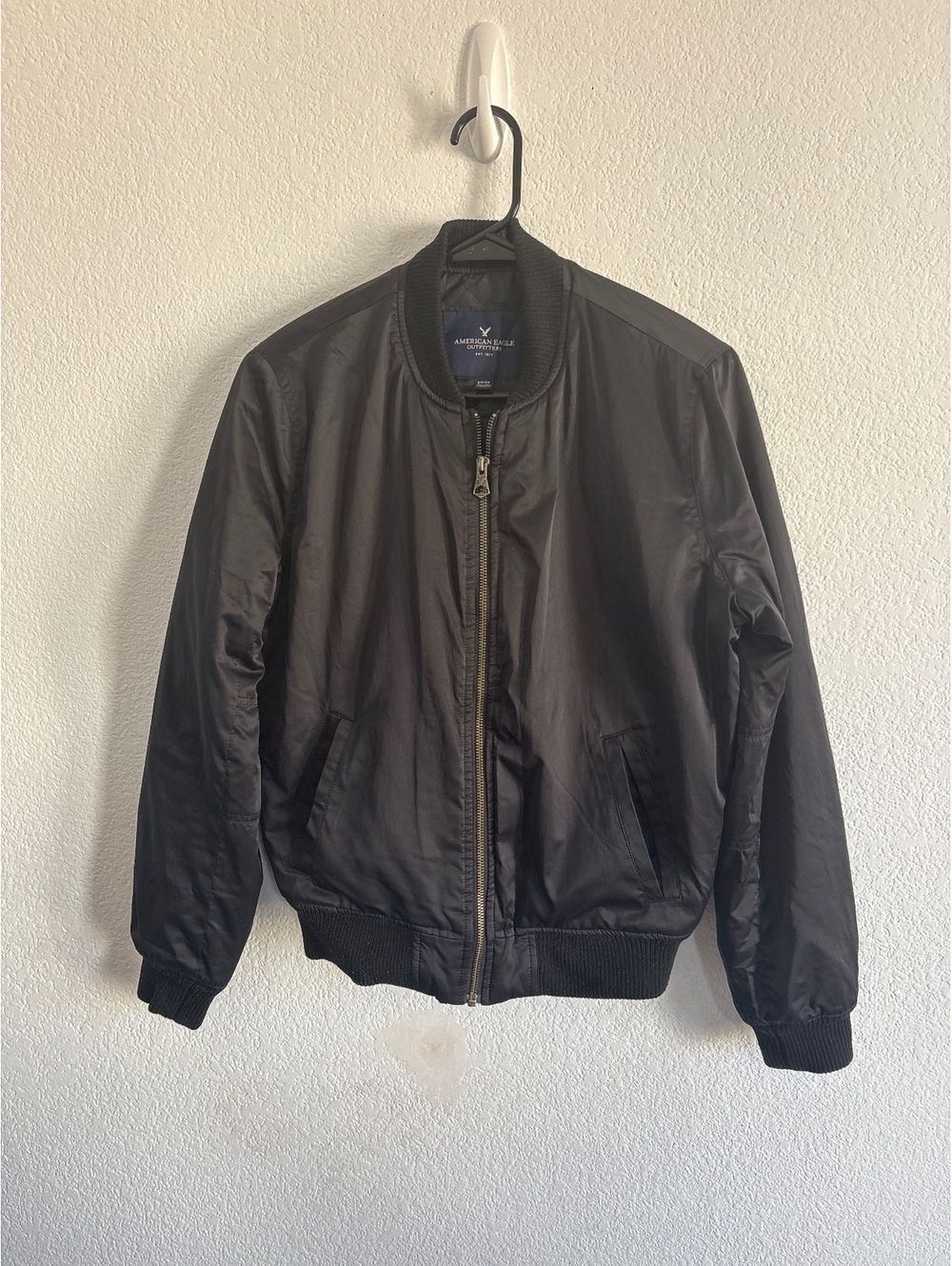 American Eagle Outfitters Men's Black Bomber Jacket Size S